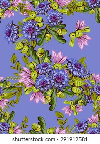 Spring delight collection. Beautiful wallpaper seamless vintage flower pattern. Easy to edit. Using mask. 