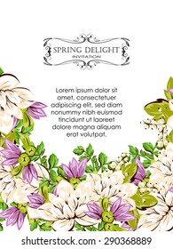 Spring delight collection. Delicate invitation card of beautiful flowers. Easy to edit. Perfect for invitations or announcements.