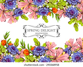 Spring delight collection. Delicate invitation card of beautiful flowers. Easy to edit. Perfect for invitations or announcements.