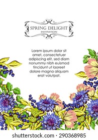 Spring delight collection. Delicate invitation card of beautiful flowers. Easy to edit. Perfect for invitations or announcements.