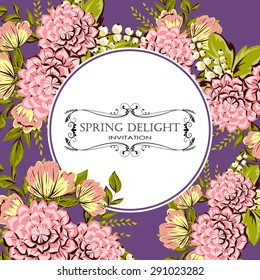 Spring delight collection. Delicate invitation card of beautiful flowers. Easy to edit. Perfect for invitations or announcements.