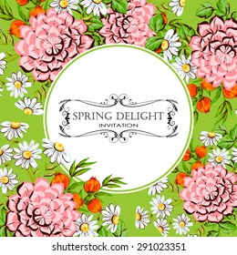 Spring delight collection. Delicate invitation card of beautiful flowers. Easy to edit. Perfect for invitations or announcements.