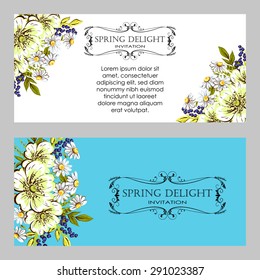 Spring delight collection. Delicate invitation card of beautiful flowers. Easy to edit. Perfect for invitations or announcements.