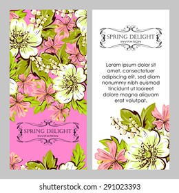 Spring delight collection. Delicate invitation card of beautiful flowers. Easy to edit. Perfect for invitations or announcements.