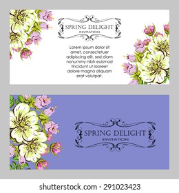 Spring delight collection. Delicate invitation card of beautiful flowers. Easy to edit. Perfect for invitations or announcements.