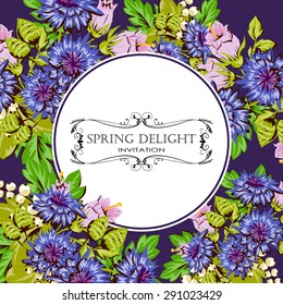 Spring delight collection. Delicate invitation card of beautiful flowers. Easy to edit. Perfect for invitations or announcements.