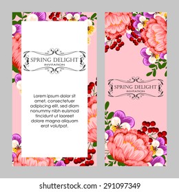 Spring delight collection. Delicate invitation card of beautiful flowers. Easy to edit. Perfect for invitations or announcements.