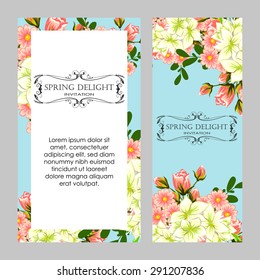Spring delight collection. Delicate invitation card of beautiful flowers. Easy to edit. Perfect for invitations or announcements.
