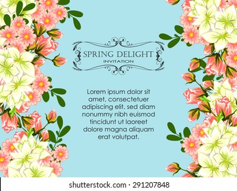 Spring delight collection. Delicate invitation card of beautiful flowers. Easy to edit. Perfect for invitations or announcements.