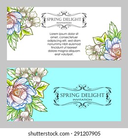 Spring delight collection. Delicate invitation card of beautiful flowers. Easy to edit. Perfect for invitations or announcements.