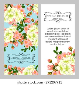 Spring delight collection. Delicate invitation card of beautiful flowers. Easy to edit. Perfect for invitations or announcements.