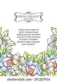 Spring delight collection. Delicate invitation card of beautiful flowers. Easy to edit. Perfect for invitations or announcements.