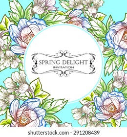 Spring delight collection. Delicate invitation card of beautiful flowers. Easy to edit. Perfect for invitations or announcements.