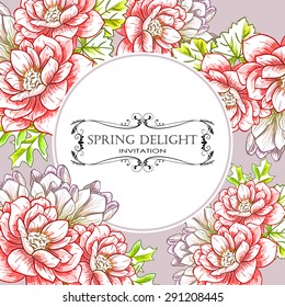 Spring delight collection. Delicate invitation card of beautiful flowers. Easy to edit. Perfect for invitations or announcements.