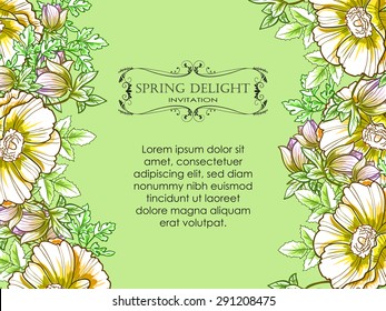 Spring delight collection. Delicate invitation card of beautiful flowers. Easy to edit. Perfect for invitations or announcements.