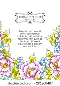 Spring delight collection. Delicate invitation card of beautiful flowers. Easy to edit. Perfect for invitations or announcements.