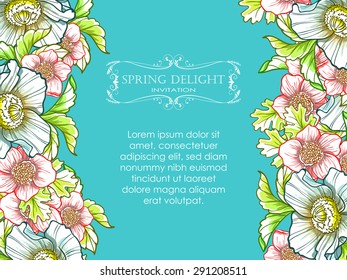 Spring delight collection. Delicate invitation card of beautiful flowers. Easy to edit. Perfect for invitations or announcements.