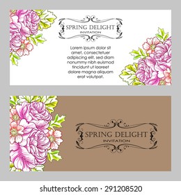 Spring delight collection. Delicate invitation card of beautiful flowers. Easy to edit. Perfect for invitations or announcements.