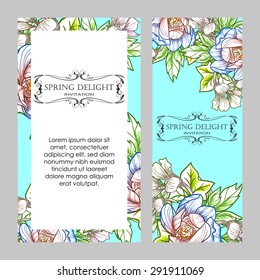 Spring delight collection. Delicate invitation card of beautiful flowers. Easy to edit. Perfect for invitations or announcements.