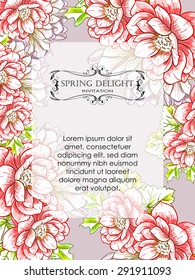 Spring delight collection. Delicate invitation card of beautiful flowers. Easy to edit. Perfect for invitations or announcements.