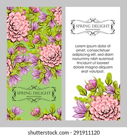 Spring delight collection. Delicate invitation card of beautiful flowers. Easy to edit. Perfect for invitations or announcements.