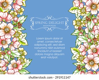 Spring delight collection. Delicate invitation card of beautiful flowers. Easy to edit. Perfect for invitations or announcements.