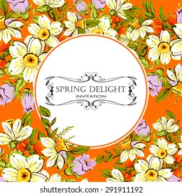 Spring delight collection. Delicate invitation card of beautiful flowers. Easy to edit. Perfect for invitations or announcements.