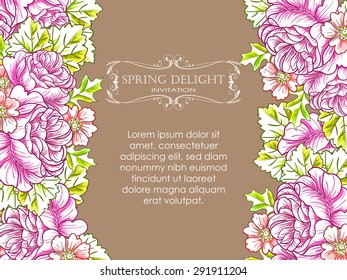 Spring delight collection. Delicate invitation card of beautiful flowers. Easy to edit. Perfect for invitations or announcements.