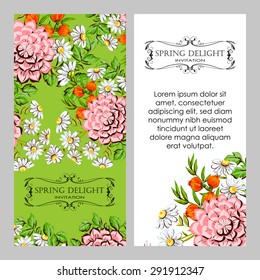 Spring delight collection. Delicate invitation card of beautiful flowers. Easy to edit. Perfect for invitations or announcements.