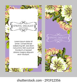 Spring delight collection. Delicate invitation card of beautiful flowers. Easy to edit. Perfect for invitations or announcements.