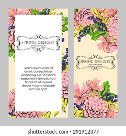 Spring delight collection. Delicate invitation card of beautiful flowers. Easy to edit. Perfect for invitations or announcements.