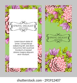 Spring delight collection. Delicate invitation card of beautiful flowers. Easy to edit. Perfect for invitations or announcements.
