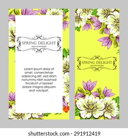 Spring delight collection. Delicate invitation card of beautiful flowers. Easy to edit. Perfect for invitations or announcements.