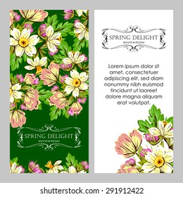 Spring delight collection. Delicate invitation card of beautiful flowers. Easy to edit. Perfect for invitations or announcements.