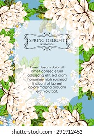 Spring delight collection. Delicate invitation card of beautiful flowers. Easy to edit. Perfect for invitations or announcements.