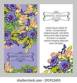 Spring delight collection. Delicate invitation card of beautiful flowers. Easy to edit. Perfect for invitations or announcements.