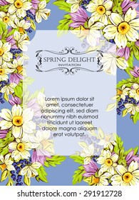 Spring delight collection. Delicate invitation card of beautiful flowers. Easy to edit. Perfect for invitations or announcements.