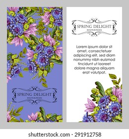 Spring delight collection. Delicate invitation card of beautiful flowers. Easy to edit. Perfect for invitations or announcements.