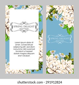 Spring delight collection. Delicate invitation card of beautiful flowers. Easy to edit. Perfect for invitations or announcements.