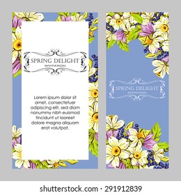 Spring delight collection. Delicate invitation card of beautiful flowers. Easy to edit. Perfect for invitations or announcements.
