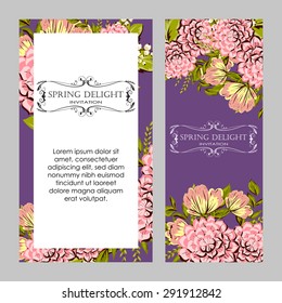 Spring delight collection. Delicate invitation card of beautiful flowers. Easy to edit. Perfect for invitations or announcements.
