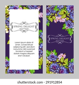 Spring delight collection. Delicate invitation card of beautiful flowers. Easy to edit. Perfect for invitations or announcements.