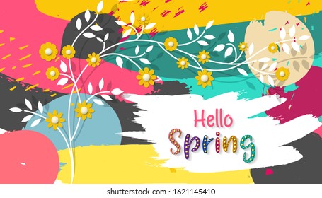 Spring design background with abstract beautiful colorful flower.
