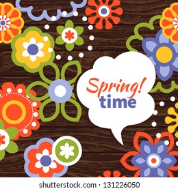 Spring design. Cartoon floral background