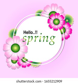 spring design with a frame decorated with pretty colored flowers - vector