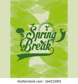 spring design over leafs background vector illustration