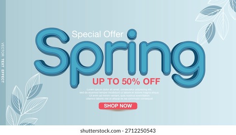 Diseño de primavera Plantilla de post social con efecto de texto editable