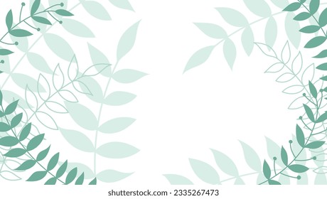 Spring design with space for text with green leaves. Minimalistic background with leaves. Green leaves in the background. Template for text with leaves