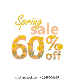 spring discount 60 % sales illustration 