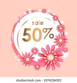 Spring discount. Pink flowers